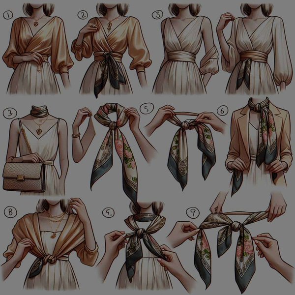 Quelles sont les techniques pour nouer un foulard en soie sur une robe d'été pour une allure sophistiquée ?